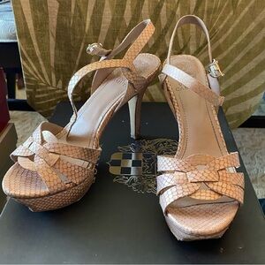 Vince Camuto Toleo Natural Pearlized Snakeskin Platform Heels